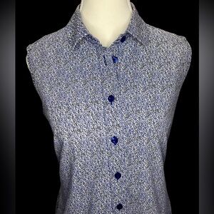 NIKE Women's Golf Short Sleeve button up shirt Size Small | blue & white Floral